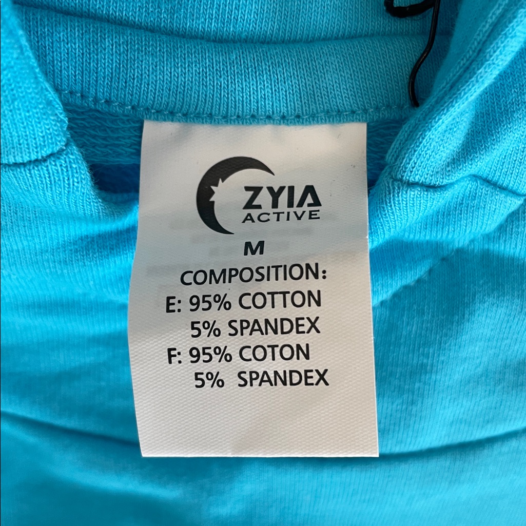 Zyia Active Raw Edge Crop Hoodie Embroidered Logo In Sky Blue Size M Nwt — image 6 of 8